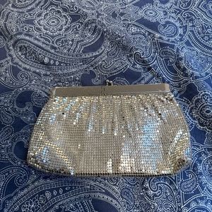 Vintage silver metallic clutch